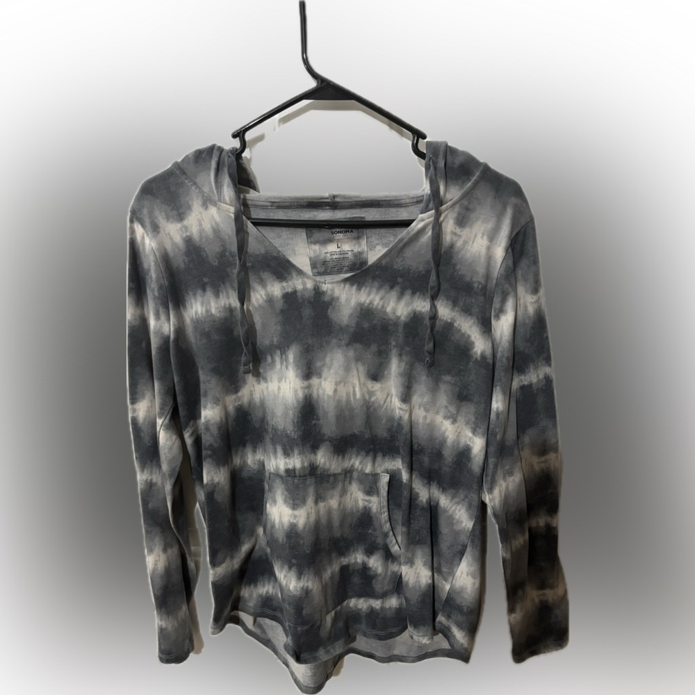 Caslon Gray Tie-Dye Hooded Pullover